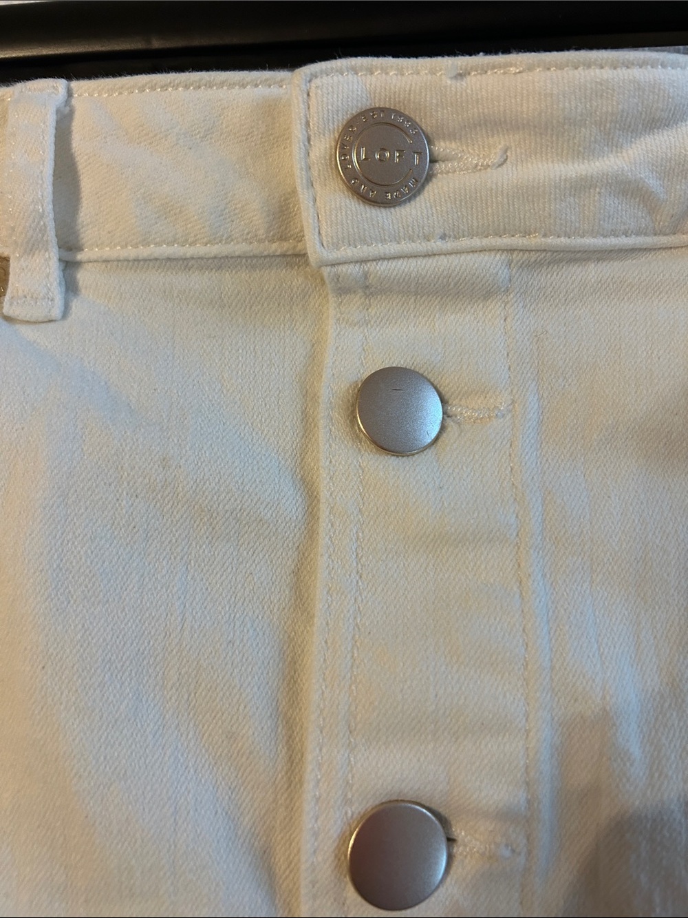 LOFT White Denim Button-Front Midi Skirt, Size 12 - Picture 3 of 5